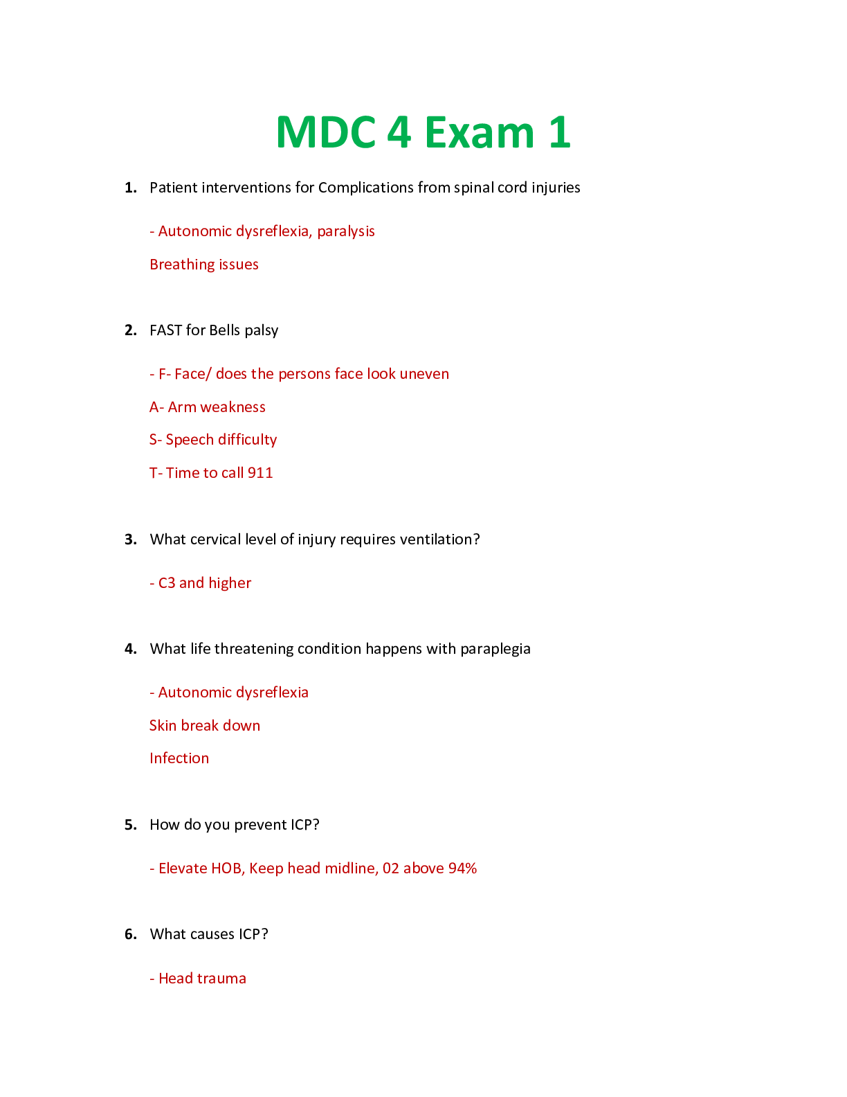 Preview of NUR 2755 / NUR2755: Multidimensional Care IV / MDC 4 Exam 1 (Latest 2021 / 2022) Rasmussen